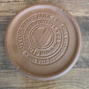 Longaberger Pottery Button Basket Brick Warmer Warming Stone Bread 6" Round